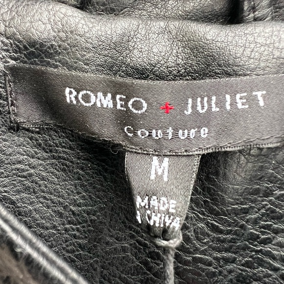 ROMEO & JULIET COUTURE Vegan Leather Jacket Peplum Detail Women’s Medium NWT - Picture 7 of 11